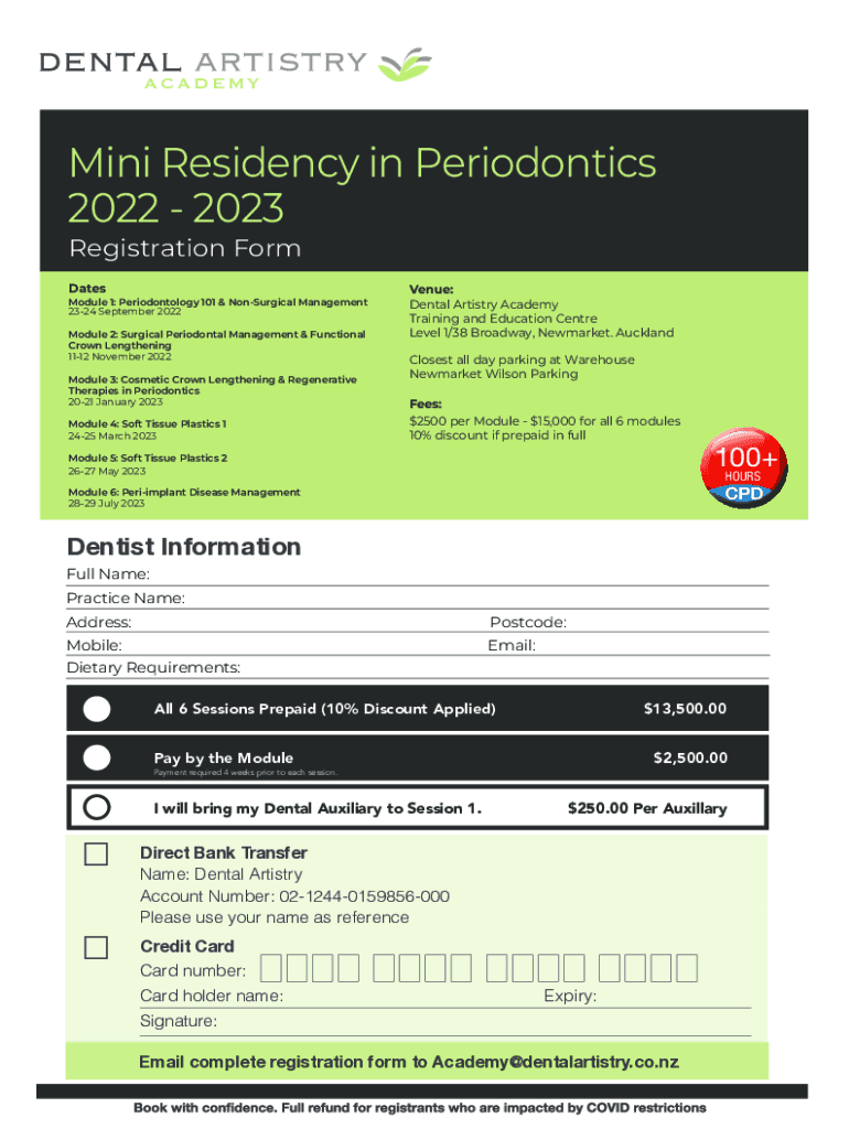 Fillable Online Registration Form Foundations in Dental Implant
