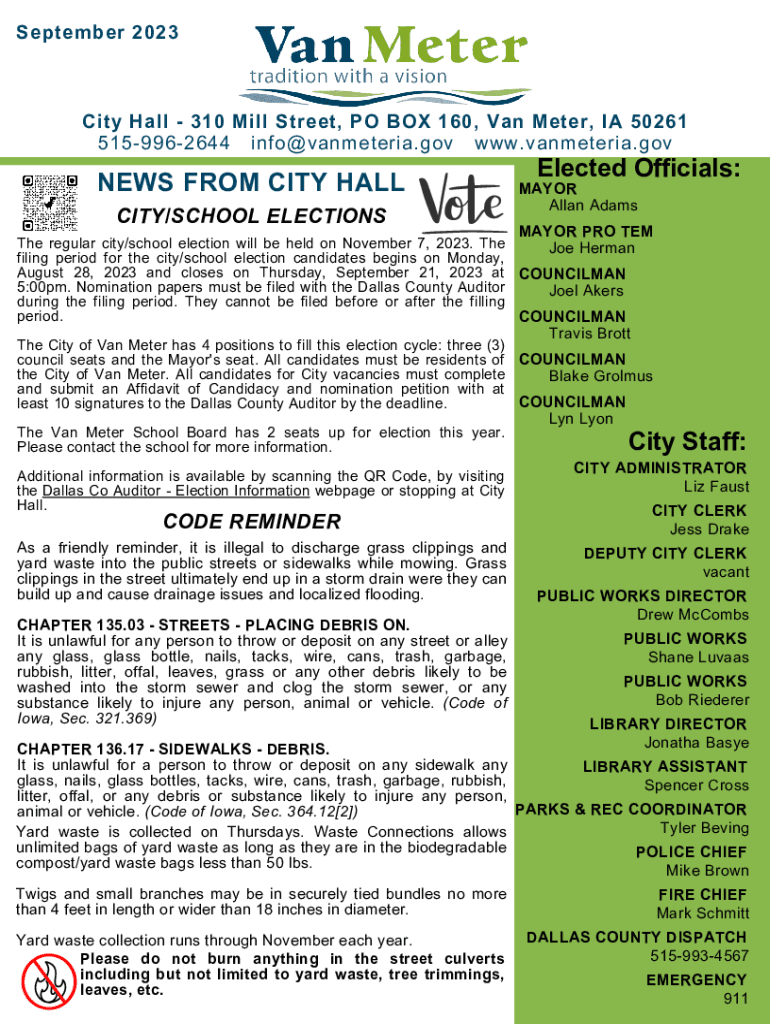 Fillable Online Allan Adams Mayor Van Meter, Iowa Fax Email Print