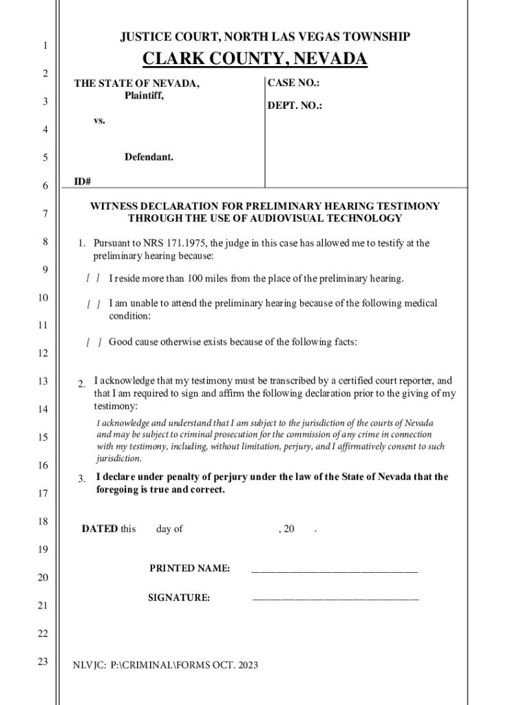 Fillable Online Las Vegas Township Justice Court Records Fax Email