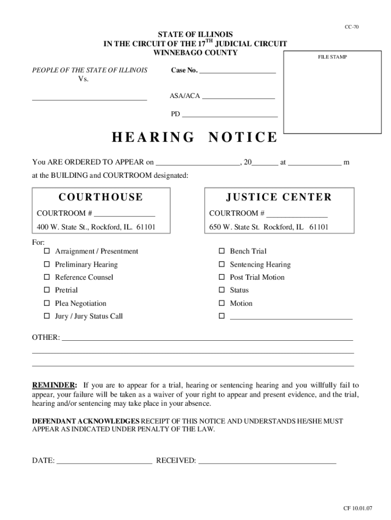 Fillable Online EFiling Court Information Winnebago County Circuit