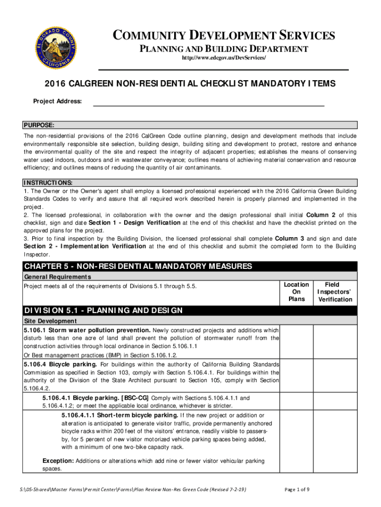 Fillable Online El Dorado County Building Permit Checklist Fax Email