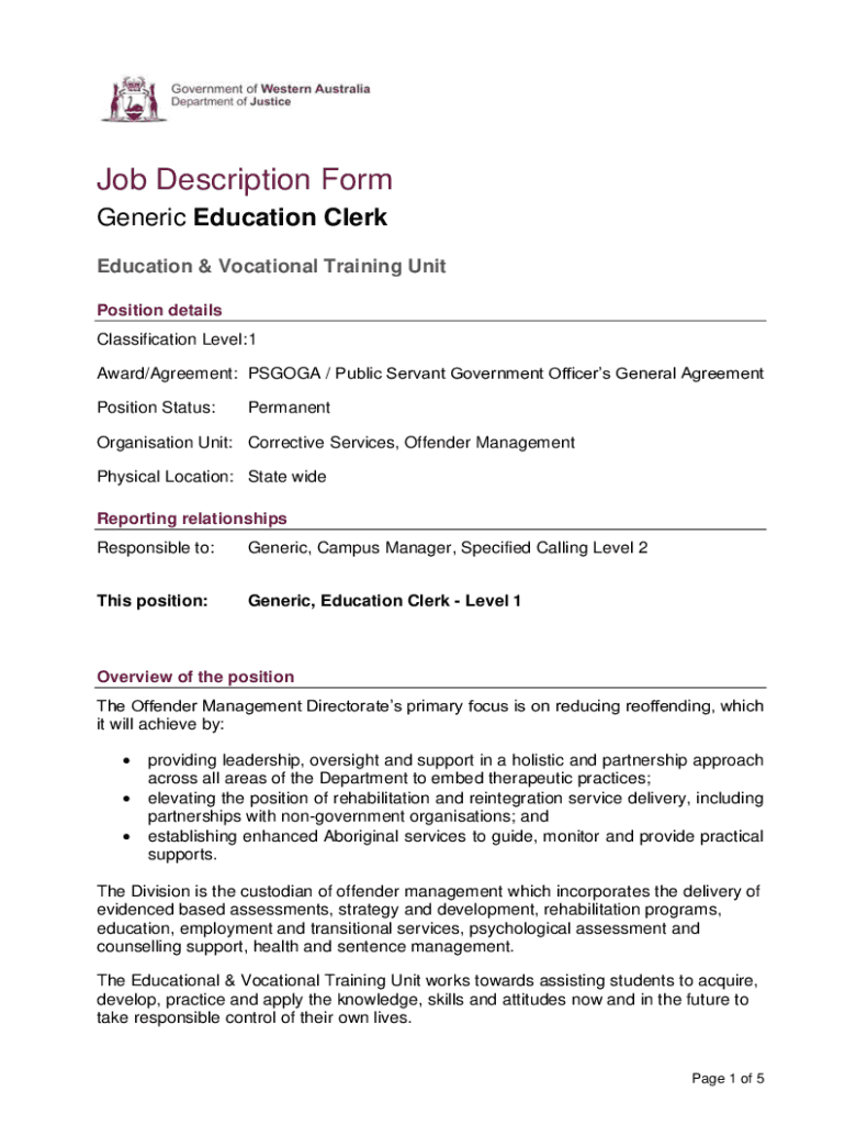 Fillable Online Office Clerk Job Description Sample Template Fax Email Print pdfFiller