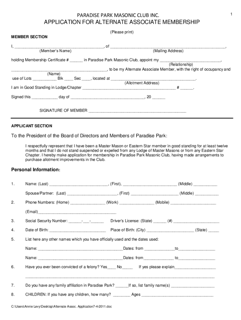 Fillable Online Masonic Membership Information Sheet Pdf Fill Online