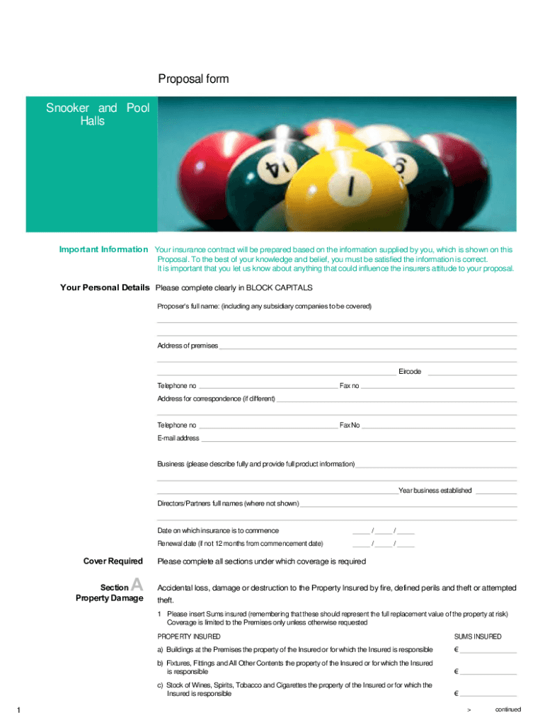 Fillable Online Pool Hall Business Plan Sample Template Fax Email Print pdfFiller