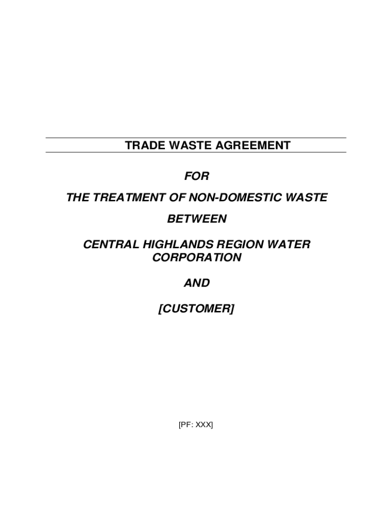 Fillable Online Licence to Discharge Trade Waste Central Highlands