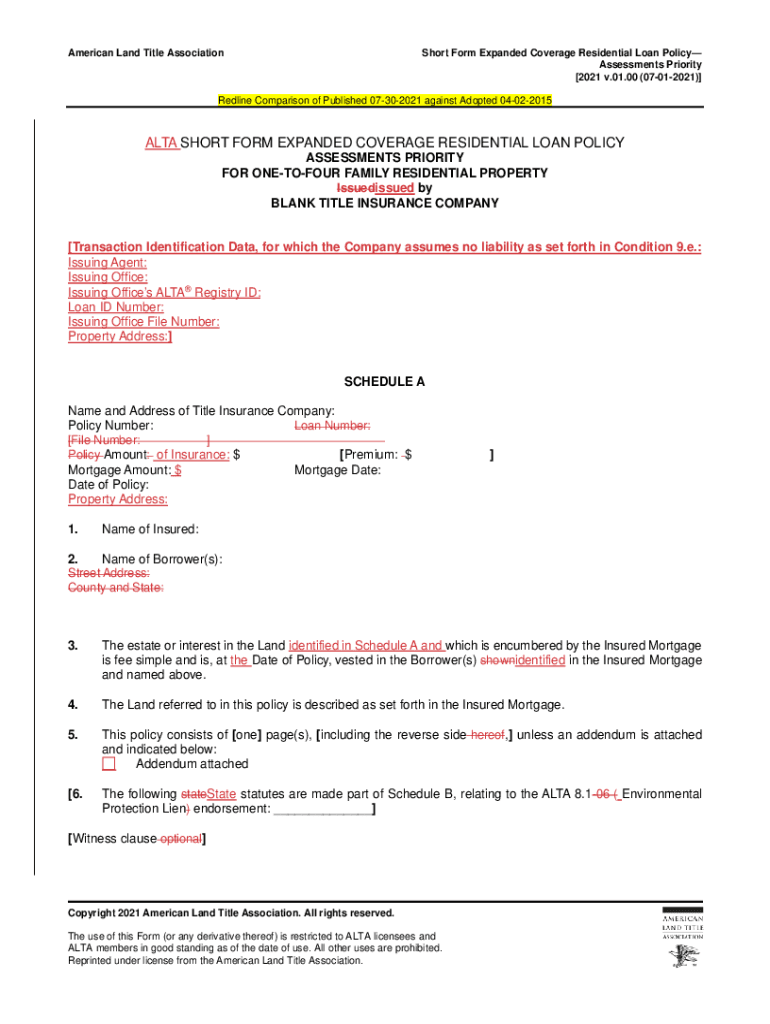 Fillable Online CLTA files new ALTA forms with the Department of