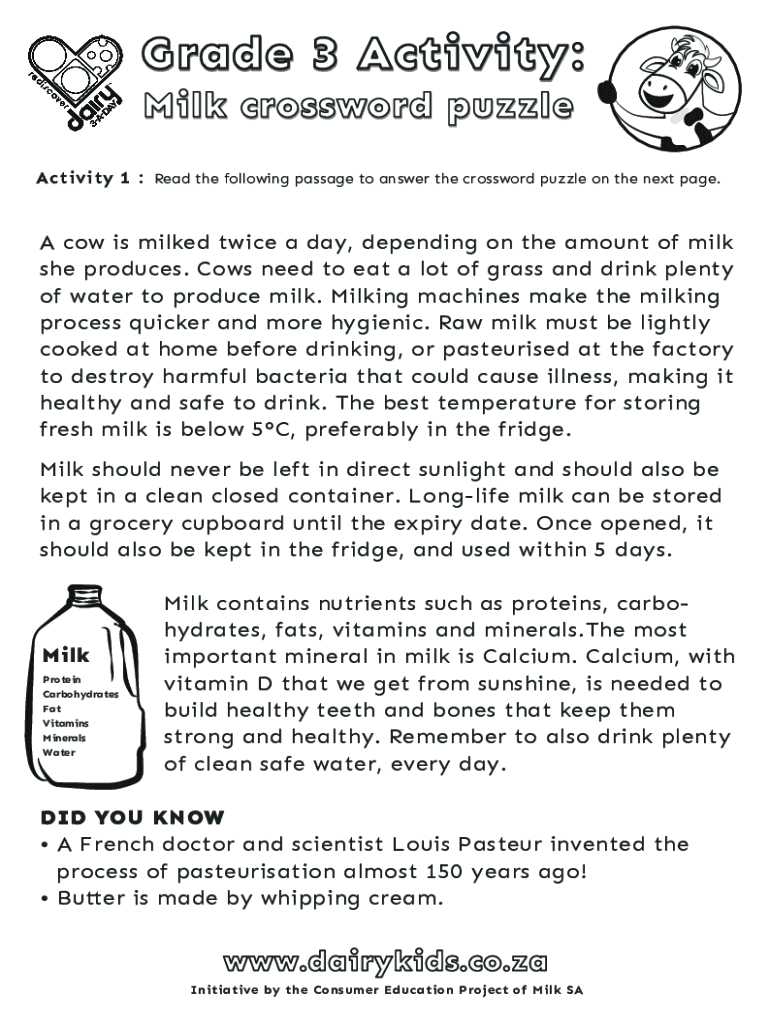 Fillable Online Mostly about Milk This puzzle contains words and phrases Fax Email Print