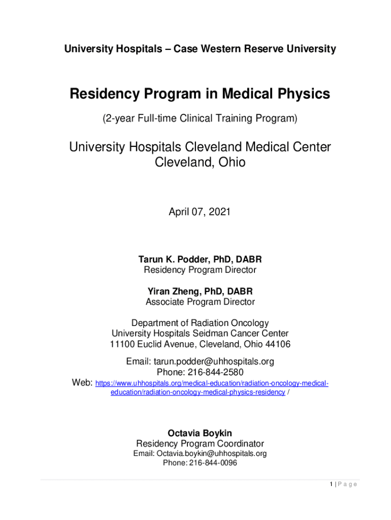 Fillable Online Medical Physics Residency Program Education and