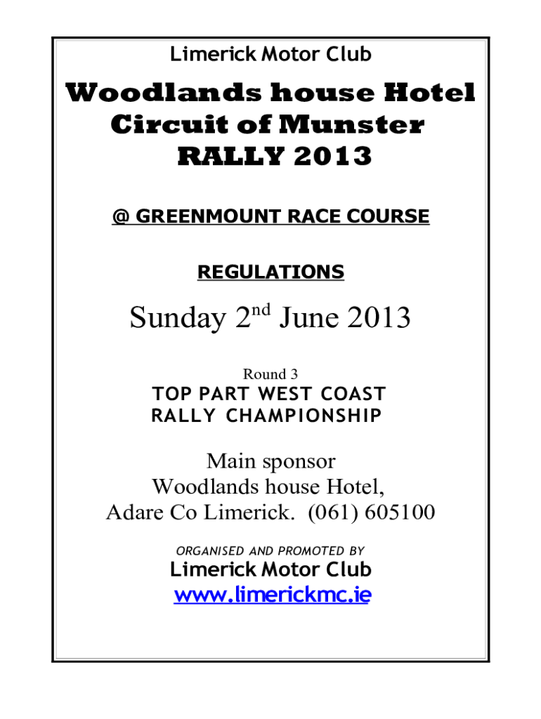Fillable Online Circuit of Munster Results Archive Limerick Motor