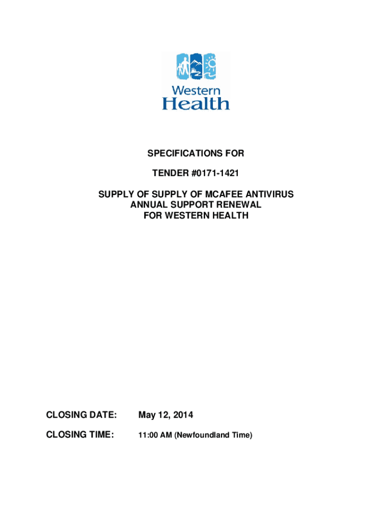 Fillable Online What are the tender specifications, and how does it