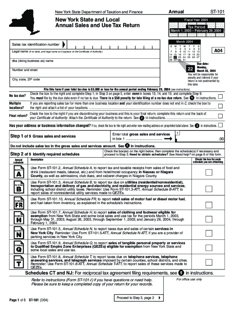 Fillable Online Form ST1012/04 New York State and Local Annual Sales