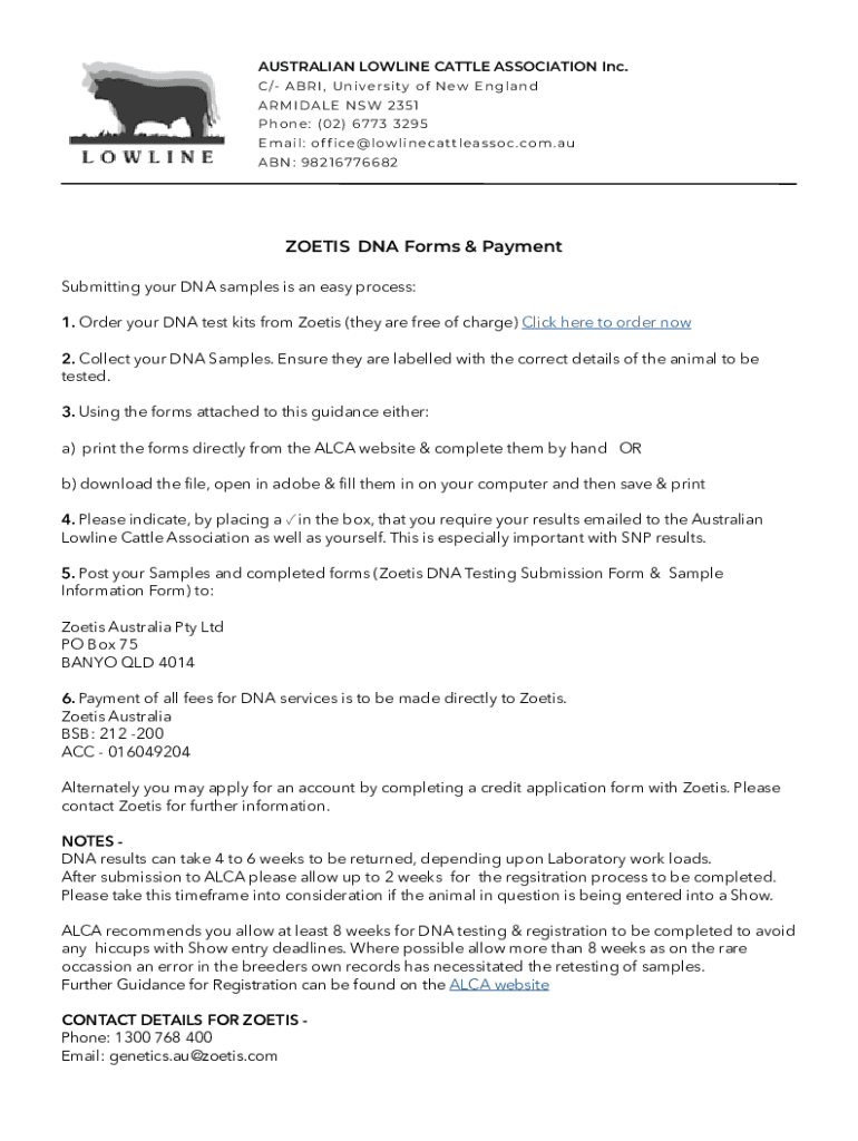 Fillable Online ZOETIS DNA Forms & Payment Fax Email Print pdfFiller