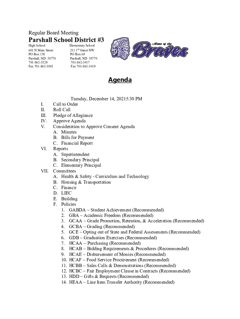 Fillable Online Parshall Public School District No. 3 Fax Email Print