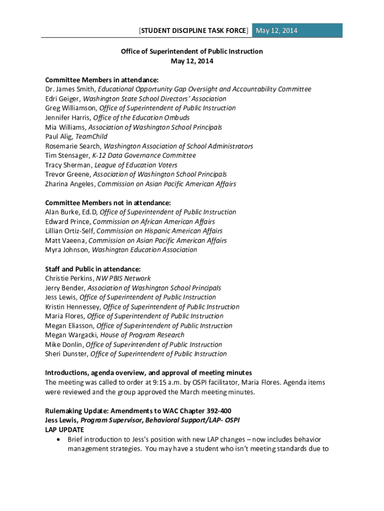 Fillable Online Closing the Opportunity Gap in Washington's Public