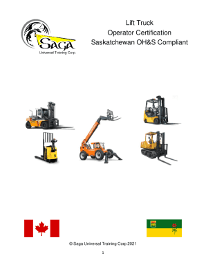 Fillable Online Lift Truck Operator Certification Saskatchewan OH&S
