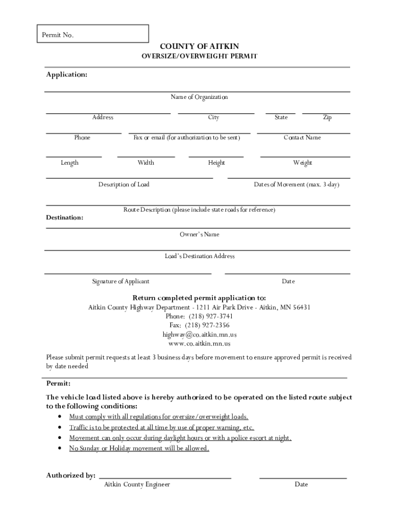 Fillable Online Annual Oversize Vehicle Permits Dakota County Fax