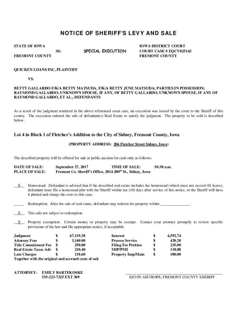 Fillable Online Fremont County Sheriff Sales Fax Email Print pdfFiller