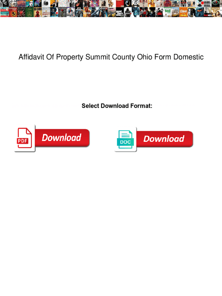 Fillable Online Affidavit Of Property Summit County Ohio Form Domestic. Affidavit Of Property