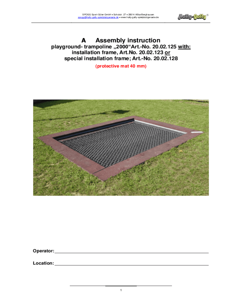Fillable Online A Assembly Instructions Trampoline Saturn ArtNo. 20.02
