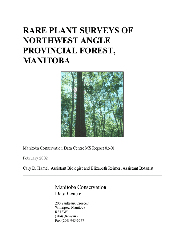 Fillable Online rare plant surveys of Northwest Angle Provincial Forest, Fax Email Print