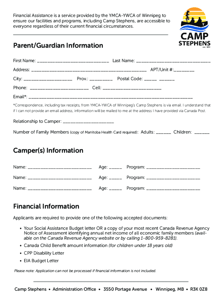 Fillable Online YMCAYWCA of Winnipeg's CAMP STEPHENS Staff Hiring Fax