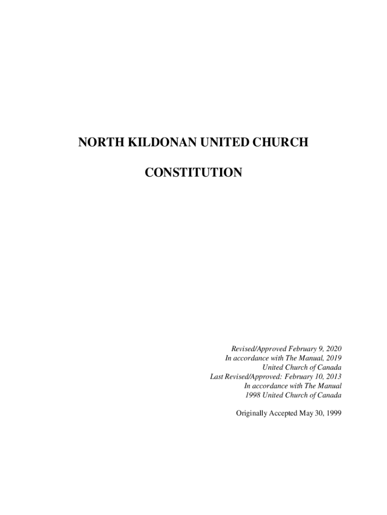 Fillable Online North Kildonan United Church Constitution Fax Email
