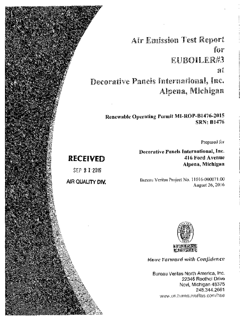 Fillable Online Air Emission Test Report for EUBOILER3 at Decorative