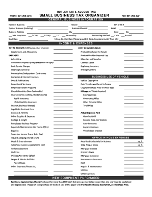 Small Business Tax Organizer - Fill and Sign Printable Template Online