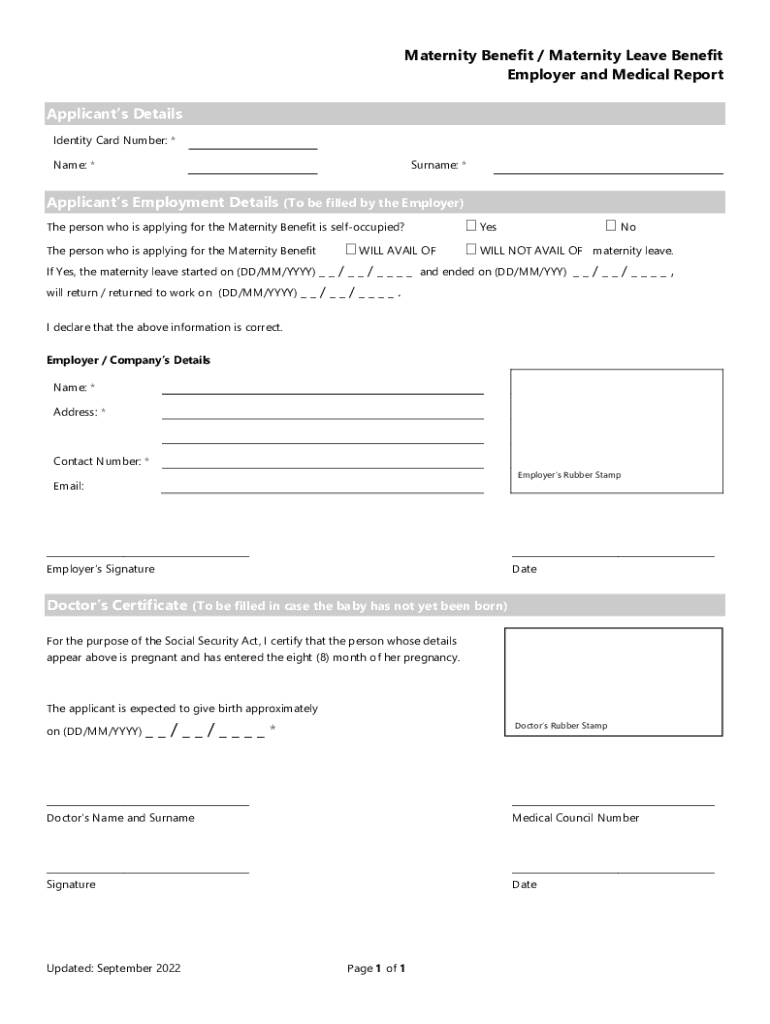 Fillable Online Maternity Benefit Reimbursement Application Fax Email