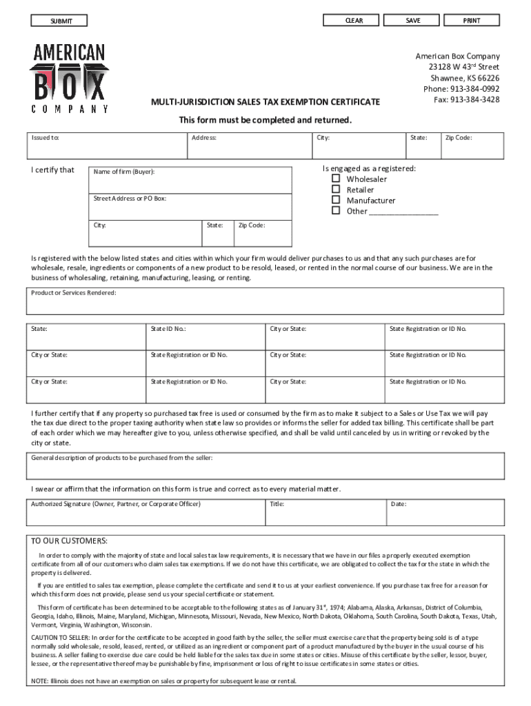 Fillable Online Sales and Compensating Use Tax Exemption Certificates