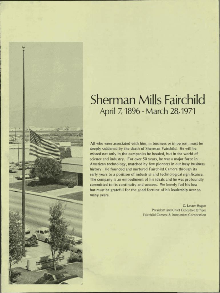Fillable Online archive computerhistory Sherman Mills Fairchild Is Dead at 74; I. B. M. Heir