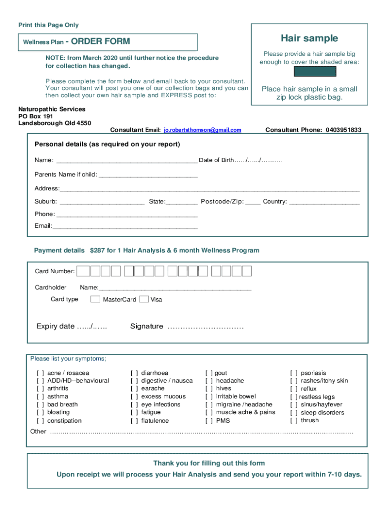 Fillable Online Hair sample Fax Email Print pdfFiller
