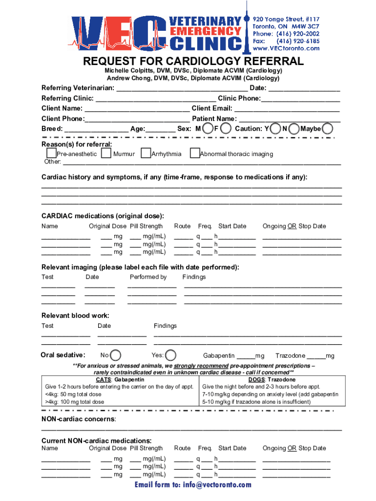 Fillable Online REQUEST FOR CARDIOLOGY REFERRAL Fax Email Print pdfFiller