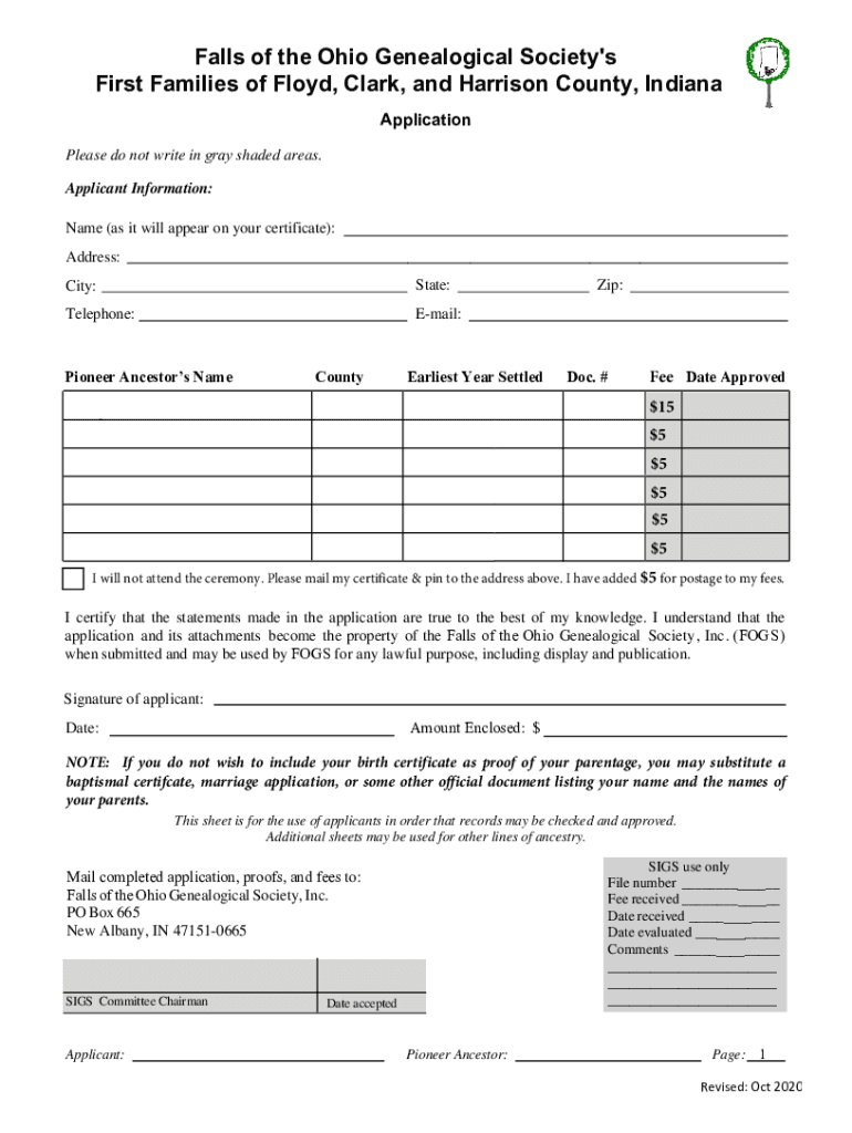 Fillable Online First Families of Floyd, Clark, and Harrison County