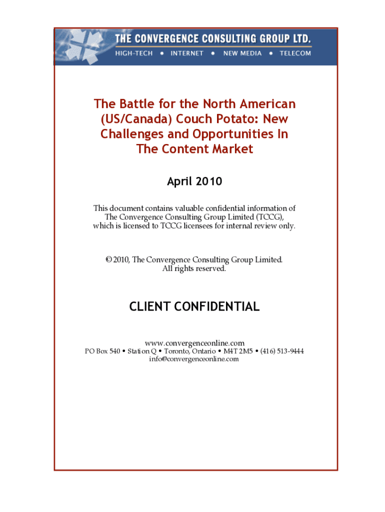 Fillable Online The Battle for the Canadian Couch Potato OTT and TV