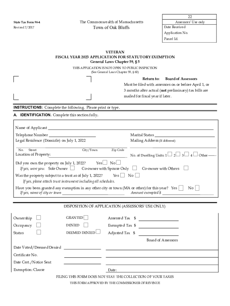 Fillable Online Oak Bluffs Approves Residential Tax Exemption Fax Email