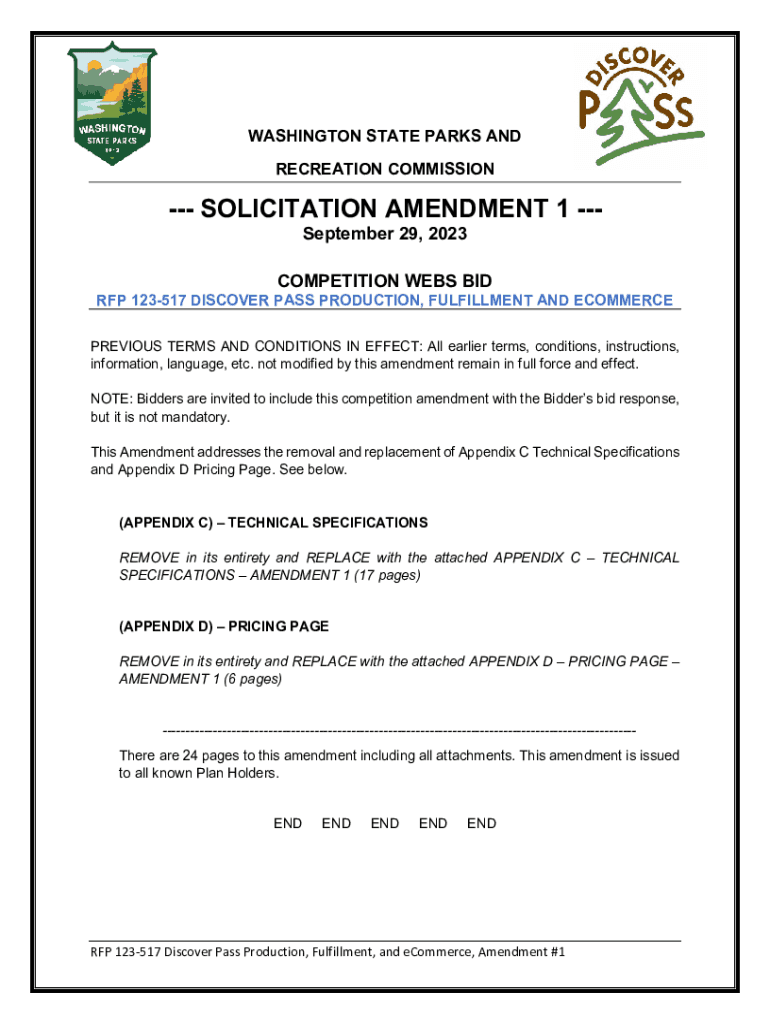 Fillable Online parks wa RFP 123517 Discover Pass Production
