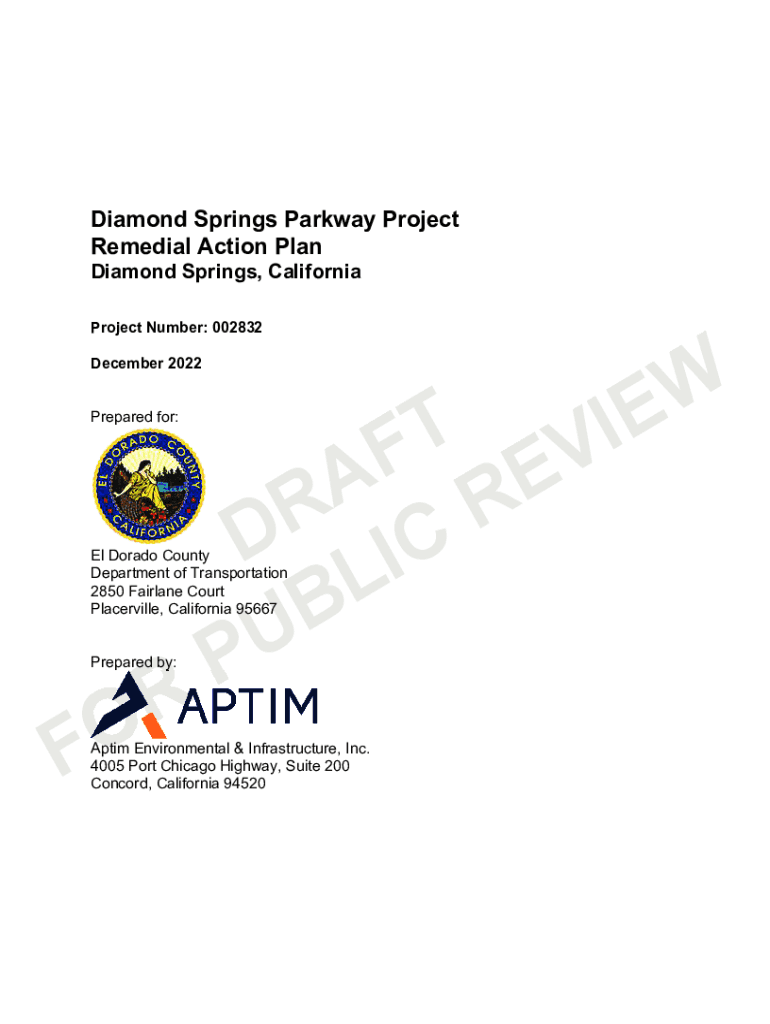 Fillable Online Diamond Springs Parkway Project. Remedial Action Report
