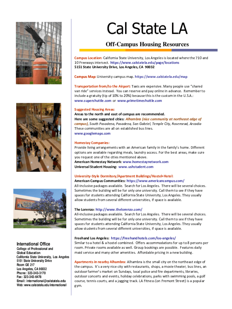 Fillable Online 20 Best Apartments near Cal State LA (with pictures