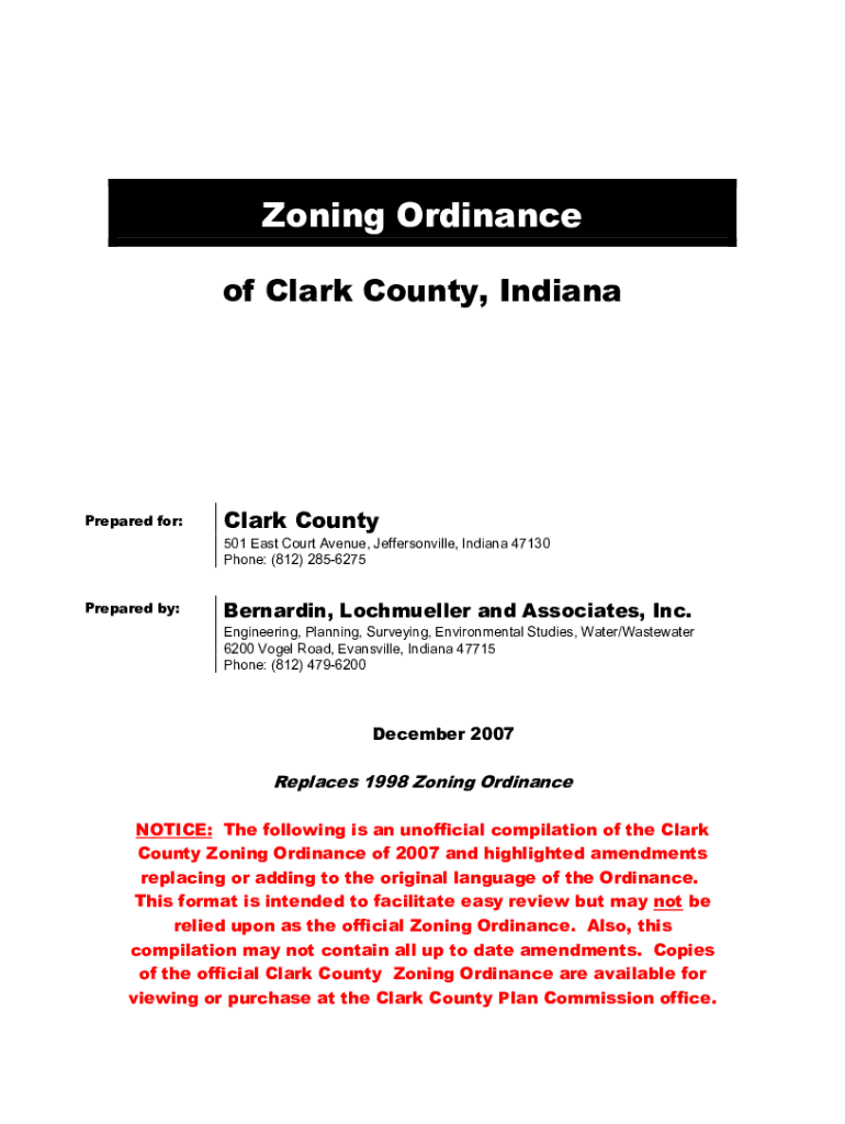 Fillable Online extension purdue Zoning Ordinance of Clark County