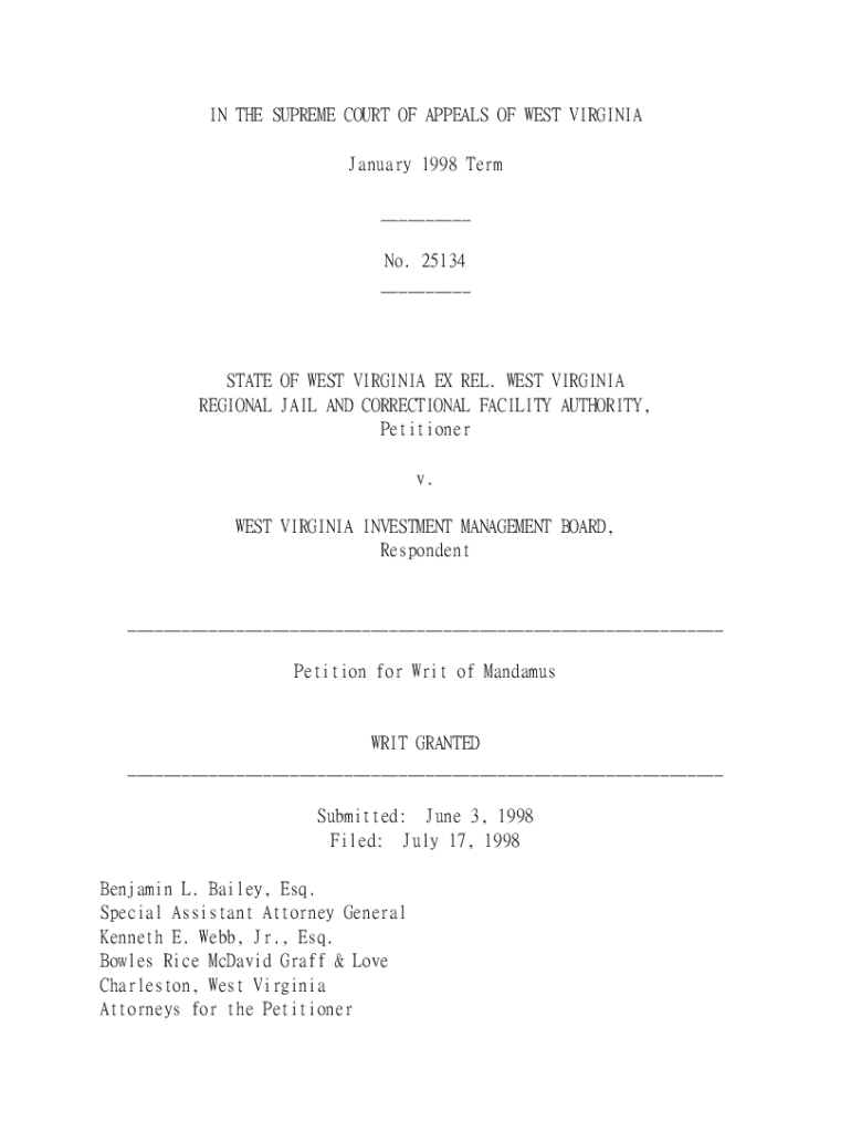 West Virginia Regional Jail and Correctional Facility Authority vs