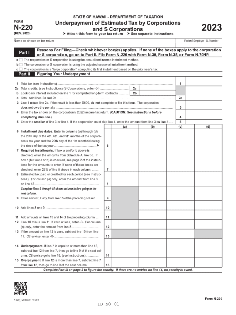 Fillable Online Corporate Tax Forms Hawaii Department of