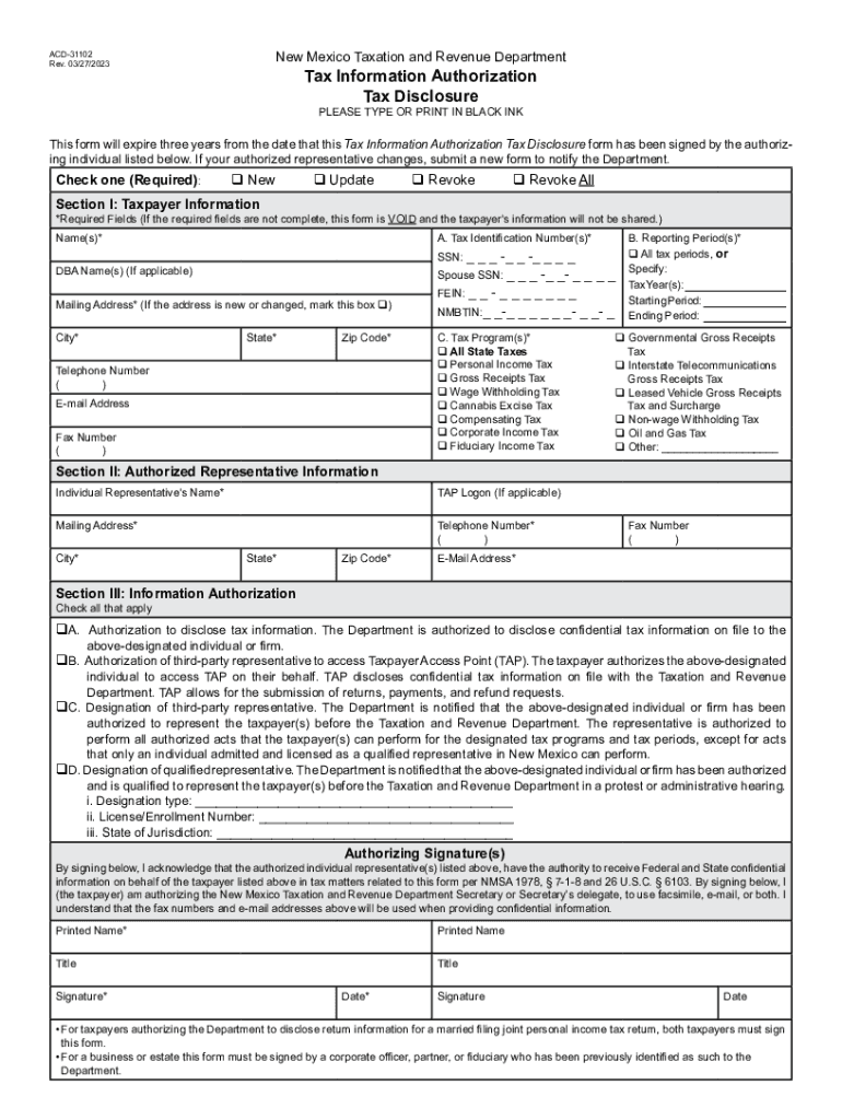 New mexico tax authorization form Fill out & sign online DocHub