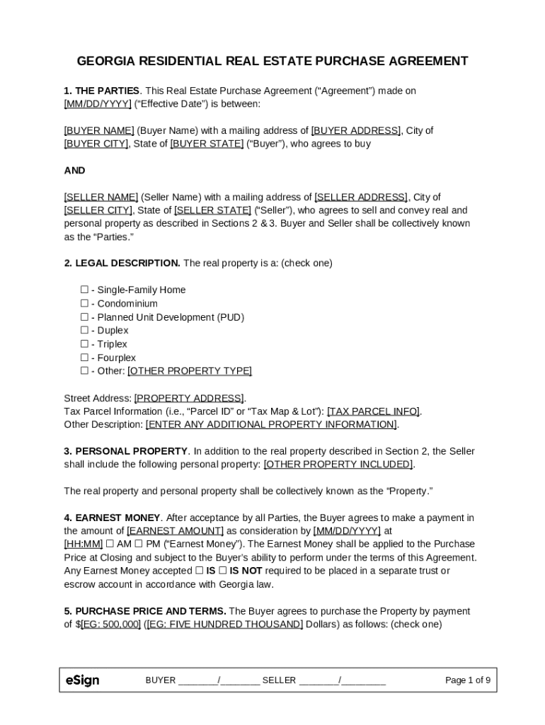 Real Estate Purchase Agreement Template Doc Template pdfFiller
