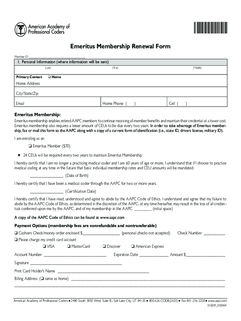 Fillable Online Aapc Membership Renewal Fill Online, Printable
