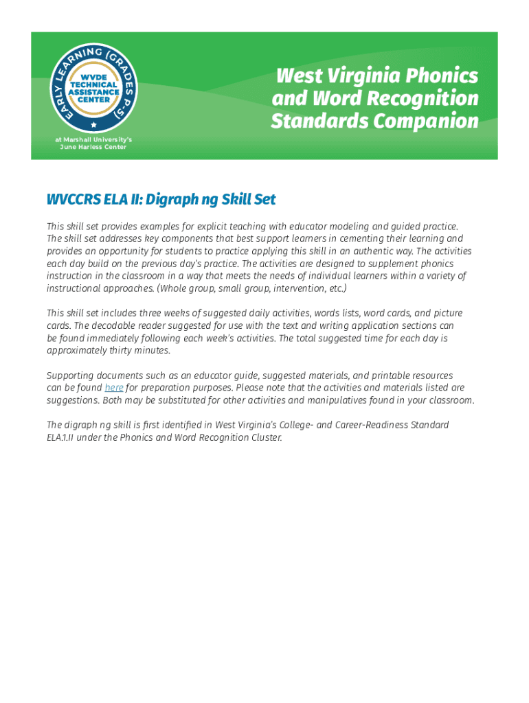 Fillable Online West Virginia Phonics and Word Recognition Standards