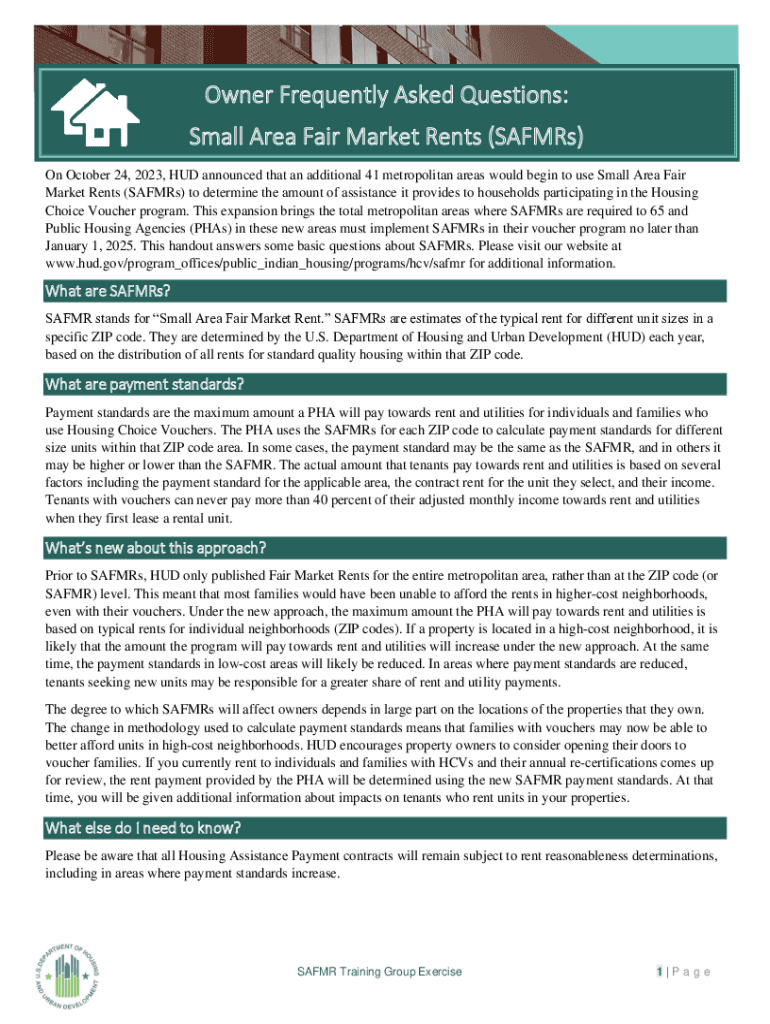 Fillable Online HUD Small Area Fair Market Rents Now Represent 45 of Fax Email Print