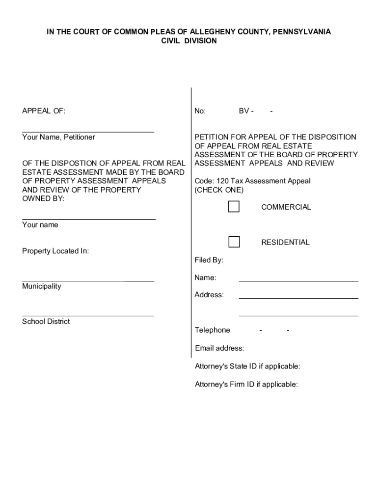 Fillable Online Property Assessments Allegheny County, PA Fax Email