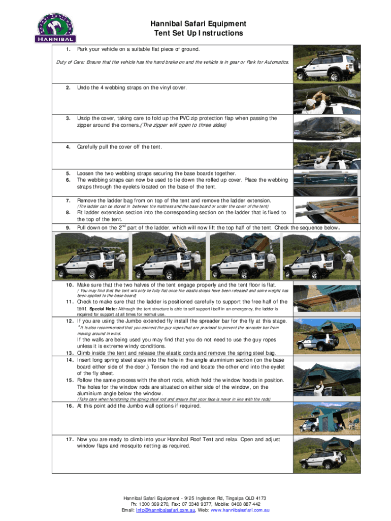 Fillable Online Hannibal Safari Equipment South Africa Roof Tents