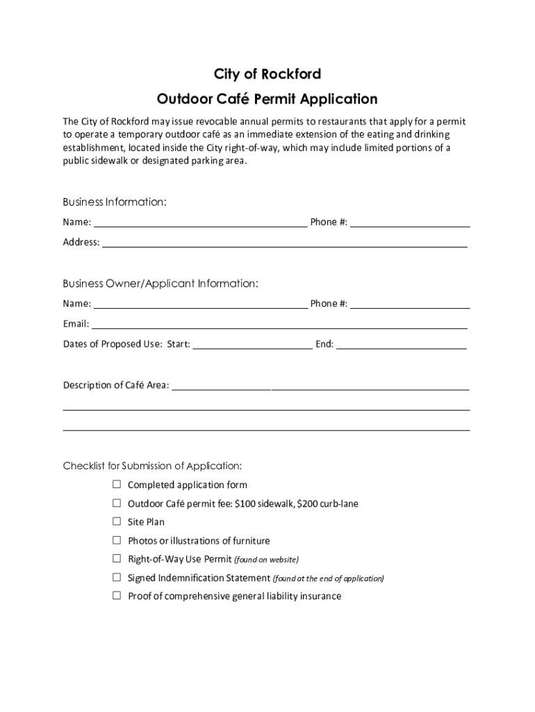 Fillable Online The City of Rockford may issue revocable annual permits